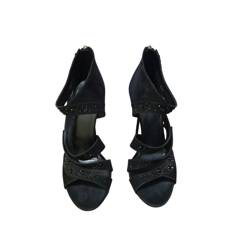 Gucci Black Crystal Embellished Suede Rachel Strappy Sandals IT 39.5 / US 9.5 - Picture 4 of 11